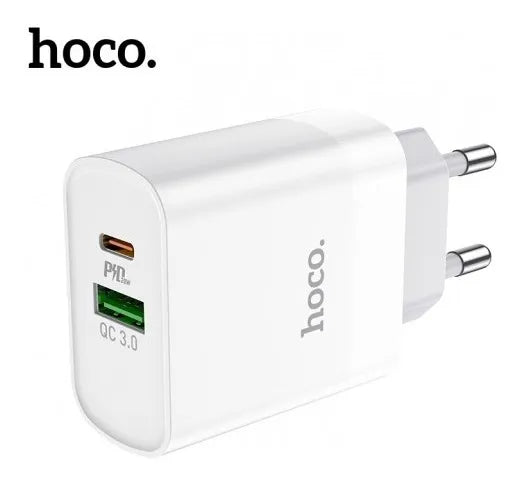 Cargador Hoco C80A PD 20W Dual USB-C + USB Blanco