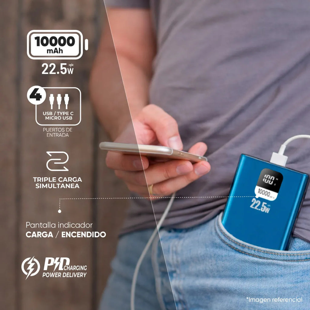Power Bank 10000mAh 22.5W PD Master-G Azul