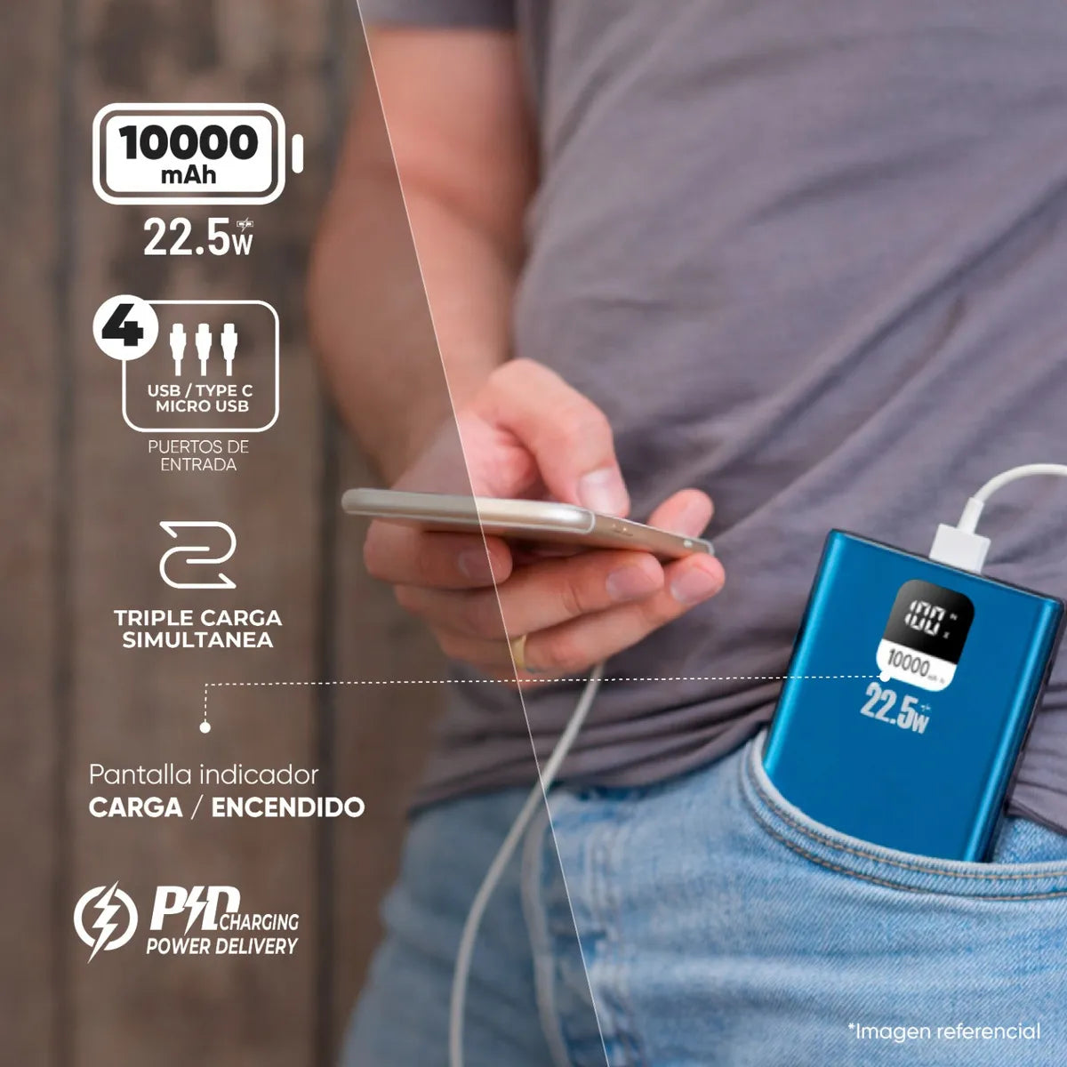 Power Bank 10000mAh 22.5W PD Master-G Azul