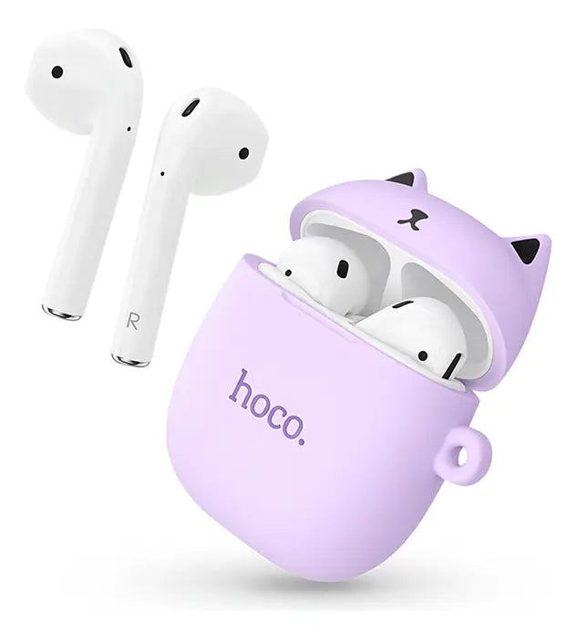 Audífonos Bluetooth Hoco EW45 Funda Gato Lila