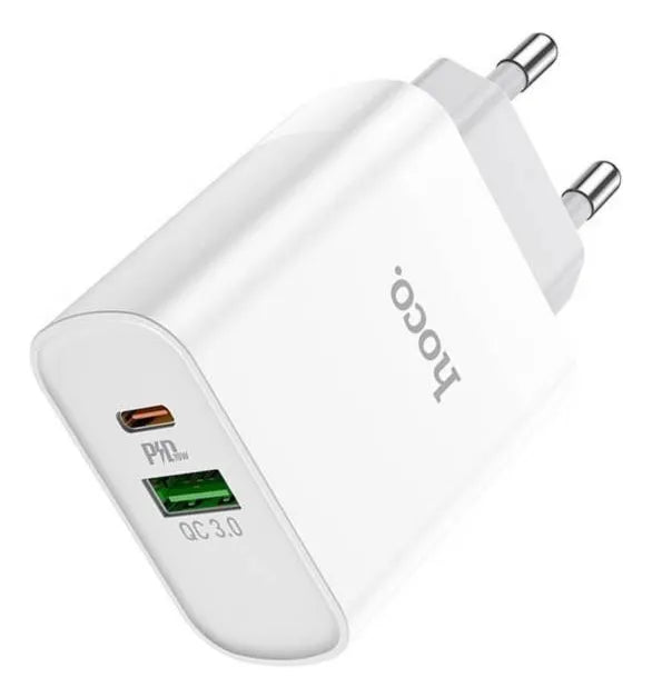 Cargador Hoco C80A PD 20W Dual USB-C + USB Blanco