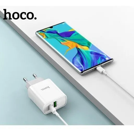 Cargador Hoco C80A PD 20W Dual USB-C + USB Blanco