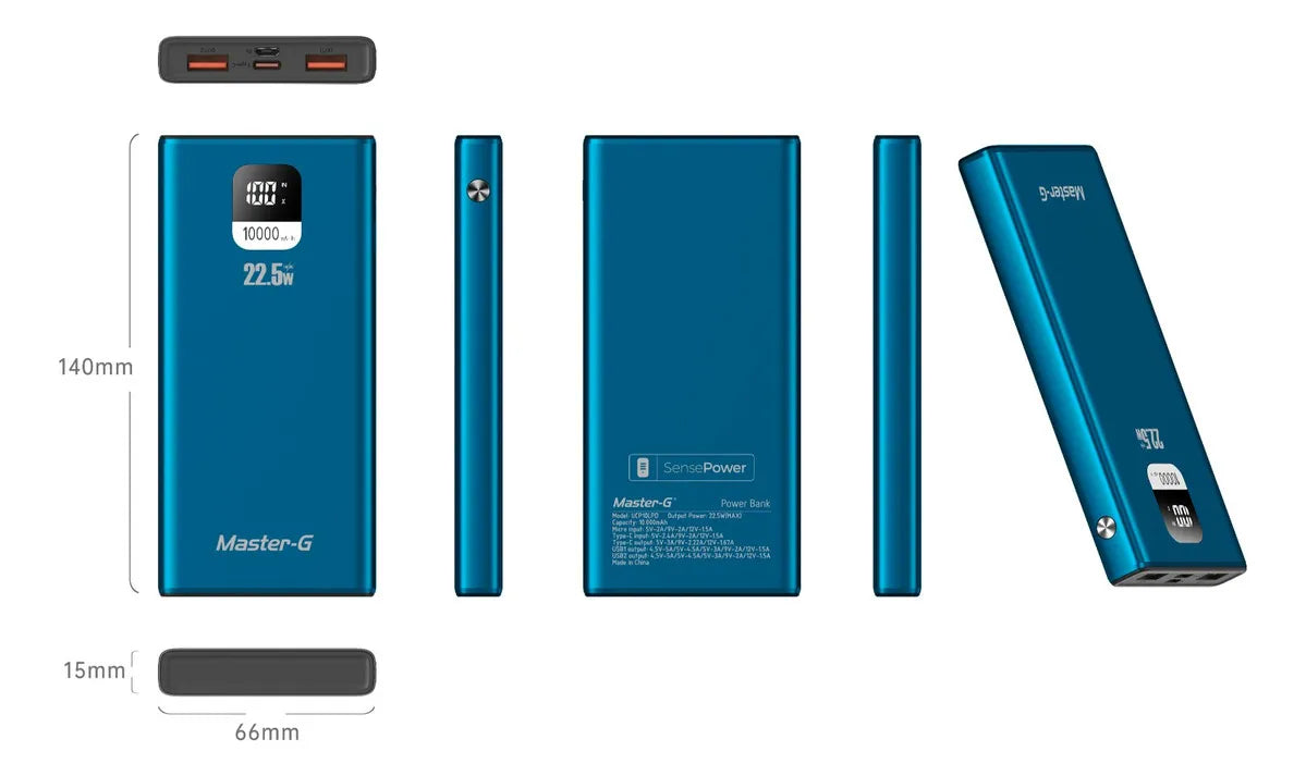 Power Bank 10000mAh 22.5W PD Master-G Azul