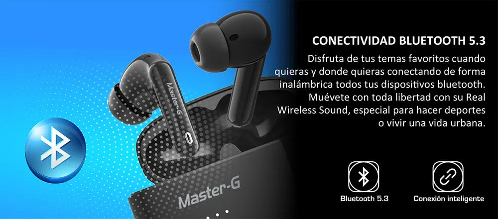 Audífonos Bluetooth TWS ANC Master-G Buds20 Negro